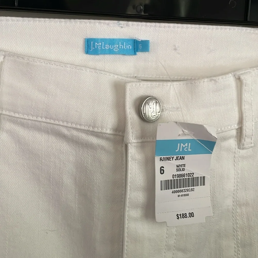 J. McLaughlin Women's Rainey White Front Slit Straight Leg Jeans Size 6 - Picture 6 of 9